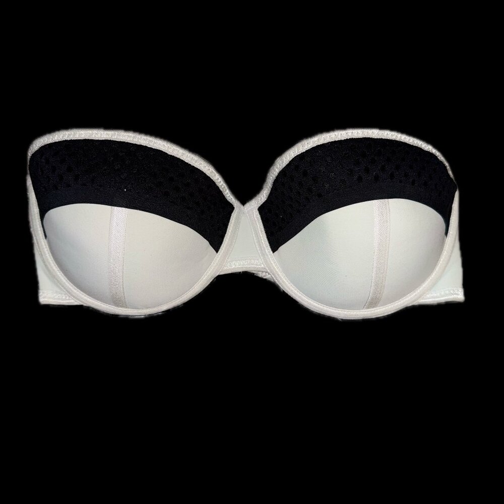 TRIANGL Neoprene Bikini Top Black White Small+ Strapless Bandeau Swim